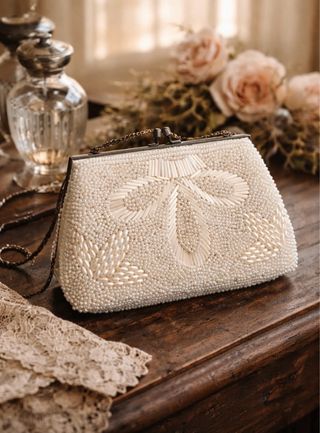 Borsa cerimonia perla antica clutch 50s
