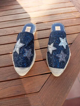 Sandalias Vialis Mujer Azul y Plata