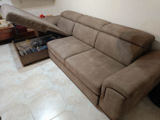 Divano con penisola beige/marrone