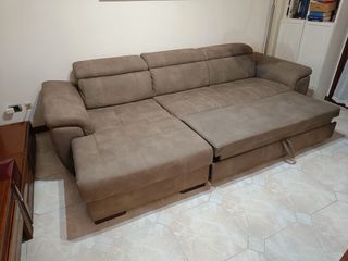 Divano con penisola beige/marrone