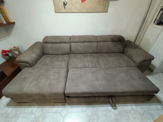 Divano con penisola beige/marrone