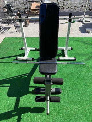 Banco de musculación con barra +16kg en discos