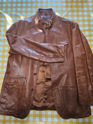 Cazadora Cuero Vintage Marrón