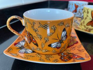 Juego café vintage mariposas porcelana