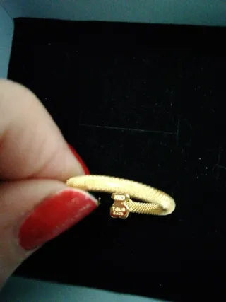 Anillo Tous Plata 925 Negro y Dorado