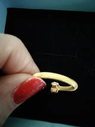 Anillo Tous Plata 925 Negro y Dorado