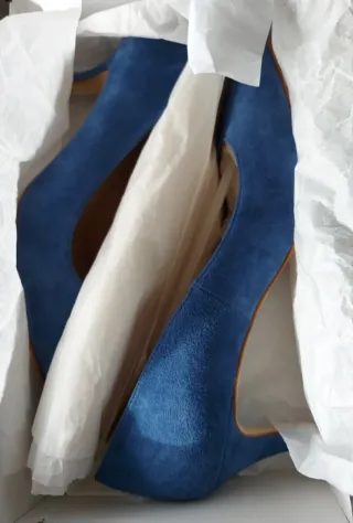 Talla 37 - Zapatos de Ante Azul y Piel Zendra