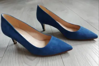 Talla 37 - Zapatos de Ante Azul y Piel Zendra