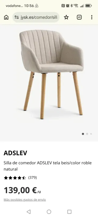 Sillón Jysk tela y madera