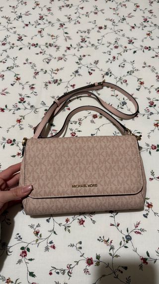 Bolsa Michael Kors bege e rosa