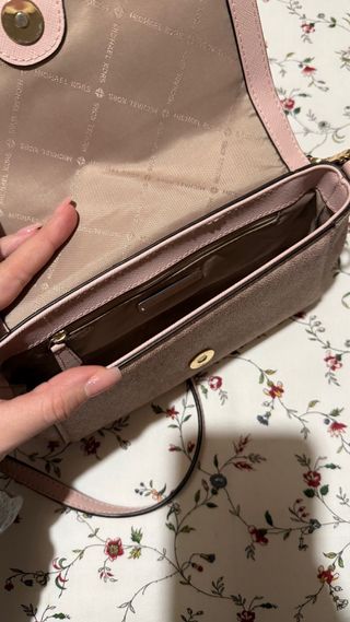 Bolsa Michael Kors bege e rosa