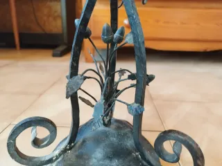 Par Candelabros Forja Negro  con velas antiguas