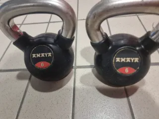 2 Mancuernas Rusas 6kg y gomas elacticas