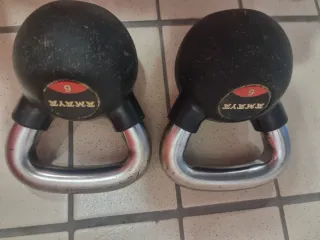 2 Mancuernas Rusas 6kg y gomas elacticas