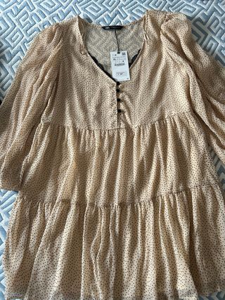 Vestido Zara Beige Talla XL