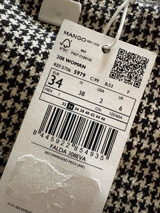 Minifalda Mango Pata de Gallo Talla 34