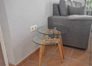 Mesas nido roble claro y cristal (Set 2)