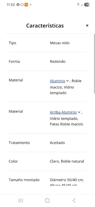 Mesas nido roble claro y cristal (Set 2)