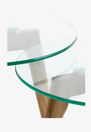 Mesas nido roble claro y cristal (Set 2)