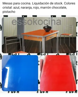 Tavolo da cucina con piano in vetro. Vari colori