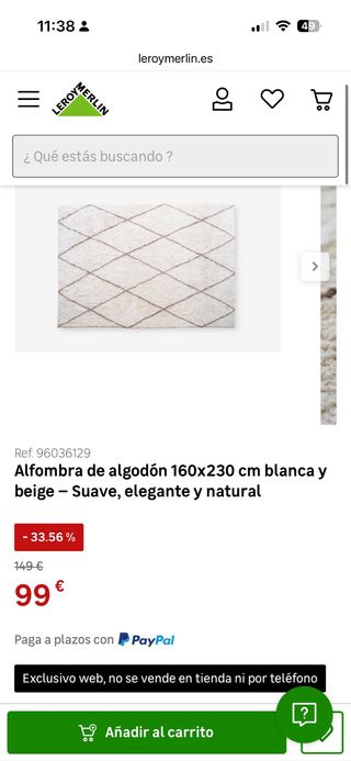 Alfombra pelo 1,60mx2,30m Leroy Merlin