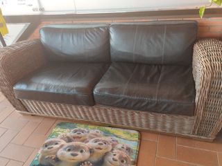 Divano esterno/interno in rattan o vimini 2m cioccolato