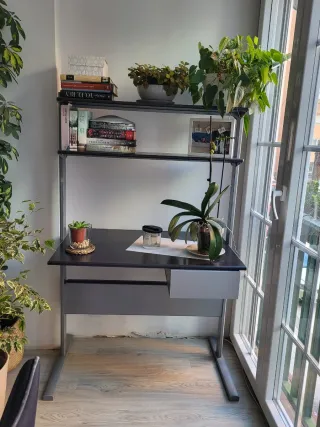 Escritorio con Estantería Metálica