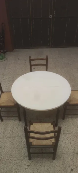 Mesa de cocina redonda extensible con 6 sillas