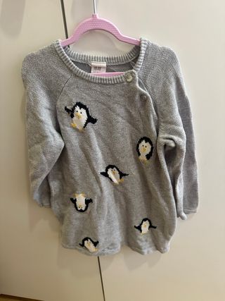Vestido niña H&M pingüinos gris