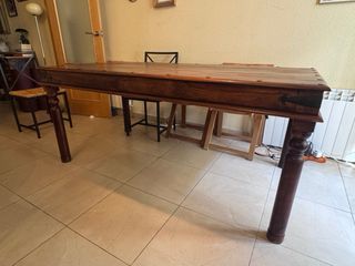Mesa comedor madera maciza rústica 175x90
