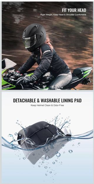 Casco Moto VEVOR MD-808 Talla M Negro