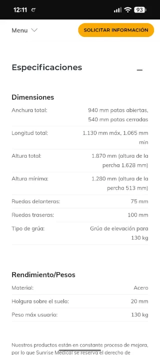Grúa eléctrica hospitalaria