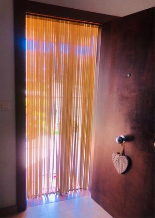 Cortina Exterior PVC Marrón y Beig