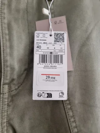 Pantalón cargo Mango verde militar sin estrenar