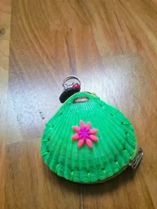 Borsello conchiglia verde e fiore rosa