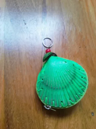 Borsello conchiglia verde e fiore rosa