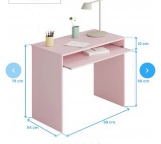 Escritorio rosa de madera y plástico