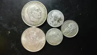 Lote de 5 monedas antiguas de plata