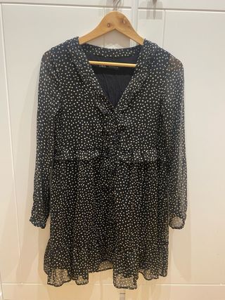 Vestido Zara lunares negro y beige Talla XS