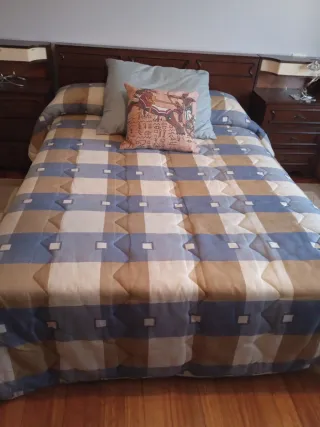 Edredón estampado beige y azul