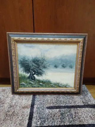 Quadro Paesaggio Olio Cornice Legno