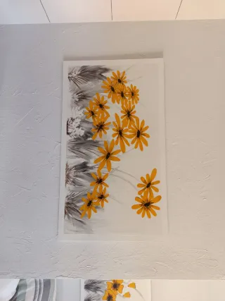 Cuadro flores amarillas y grises