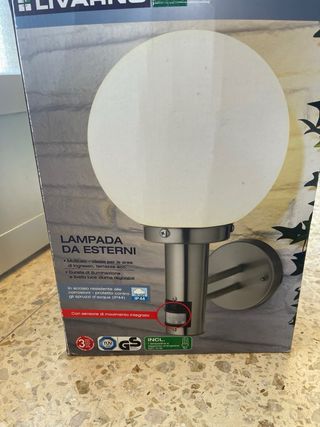 Lámpara Exterior Bola Metal y Cristal