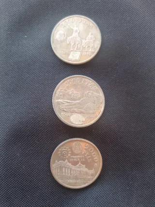 Lote 3 Monedas 2000 Pesetas Plata