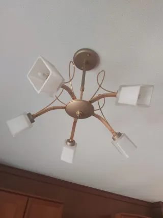 Juego de lámparas de techo dorada con tulipas