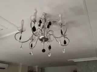 Lámpara de cristal y metal, 6 luces