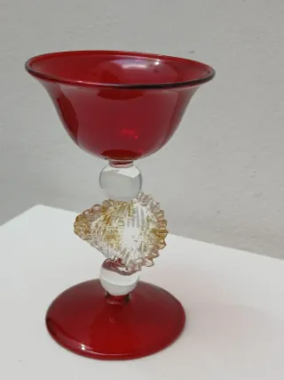 Calice Murano Vetro Rosso Trasparente