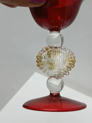 Calice Murano Vetro Rosso Trasparente