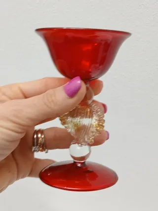 Calice Murano Vetro Rosso Trasparente