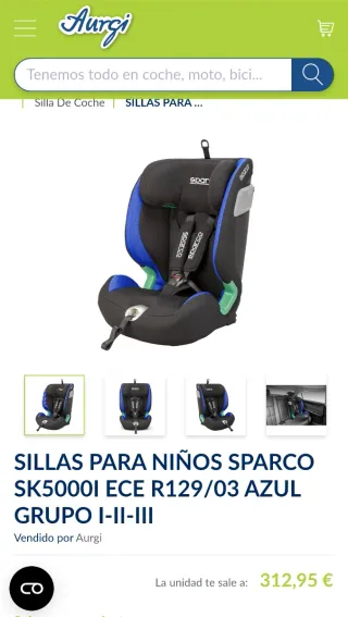 Silla Coche Sparco SK5000I Azul Grupo I-II-III